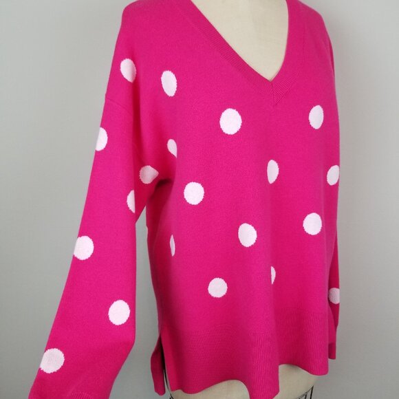 Philosophy Hot Pink White Polka Dot Long Sleeve Knit Cozy Sweater *NWT * Large - Picture 5 of 7